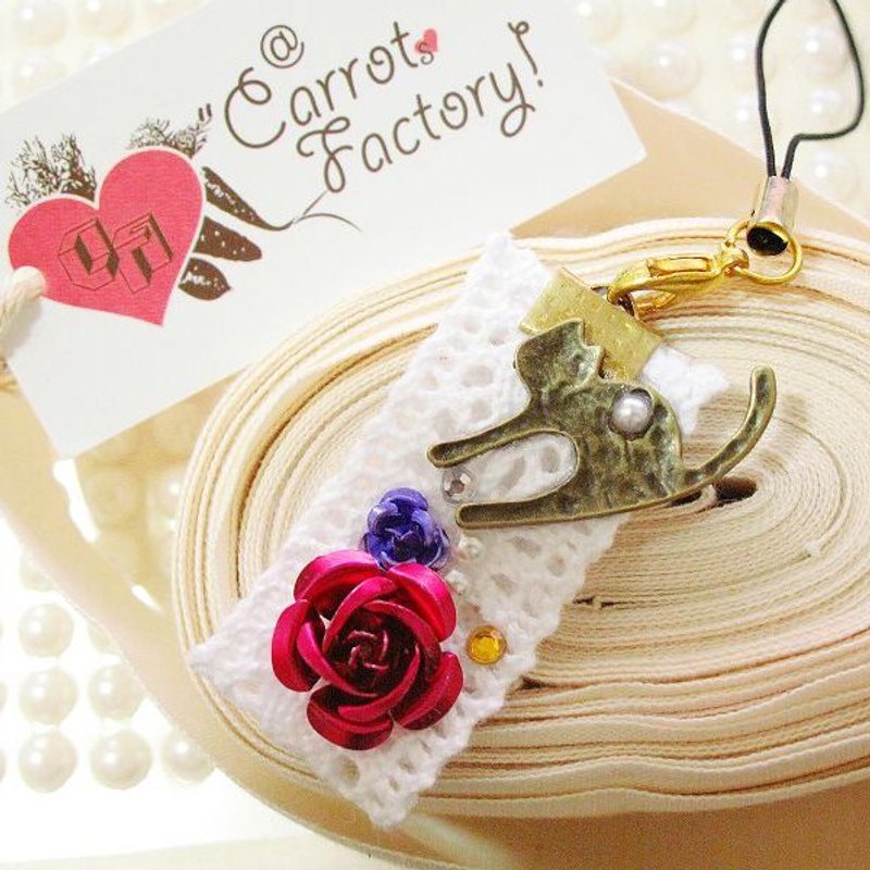 Rose flowers} {cat and flowers cat Handmade Charm - พวงกุญแจ - อะคริลิค หลากหลายสี