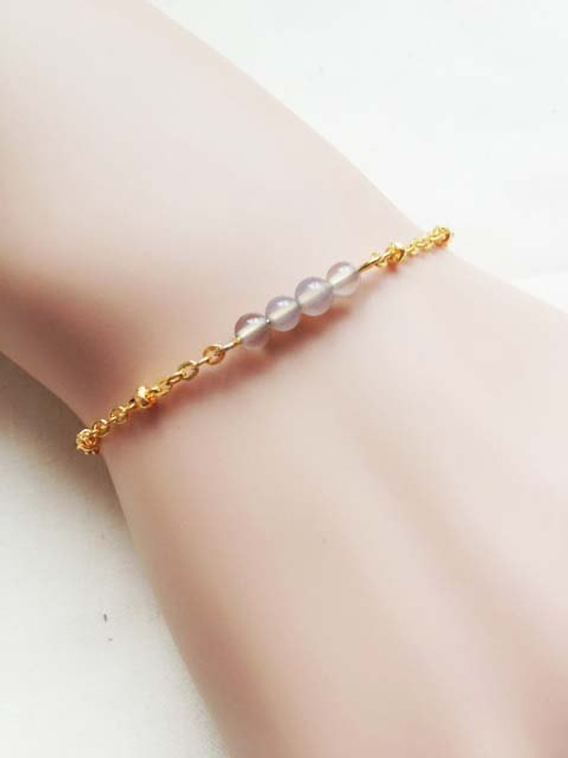 ﹉karbitrary﹉ ▲ ---⊕--- crystal gray agate point K gold bracelet - Bracelets - Gemstone Gray