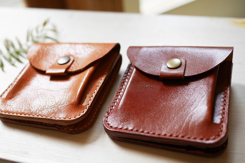 Simple and neat short clip - Wallets - Genuine Leather Brown