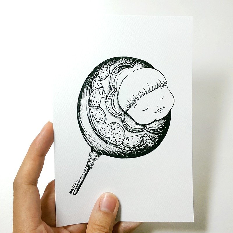 Postcard ★ Little Fat Mui (chupa) - การ์ด/โปสการ์ด - กระดาษ ขาว