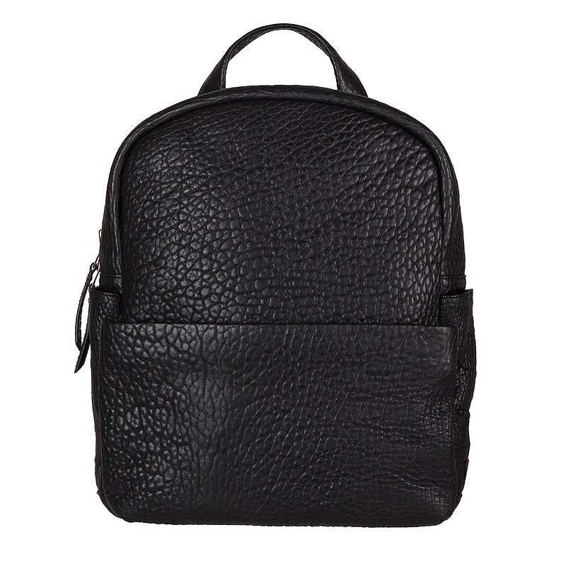 PEOPLE LIKE US Backpack _Black Bubble Leather / Black Litchi Pattern - Backpacks - Genuine Leather Black