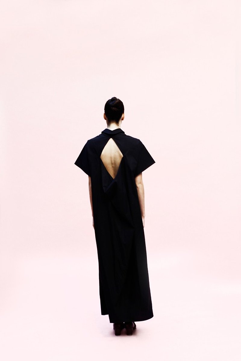 襯衫: 黑: 日本製: 一片式剪裁 - 女大衣/外套 - 棉．麻 黑色