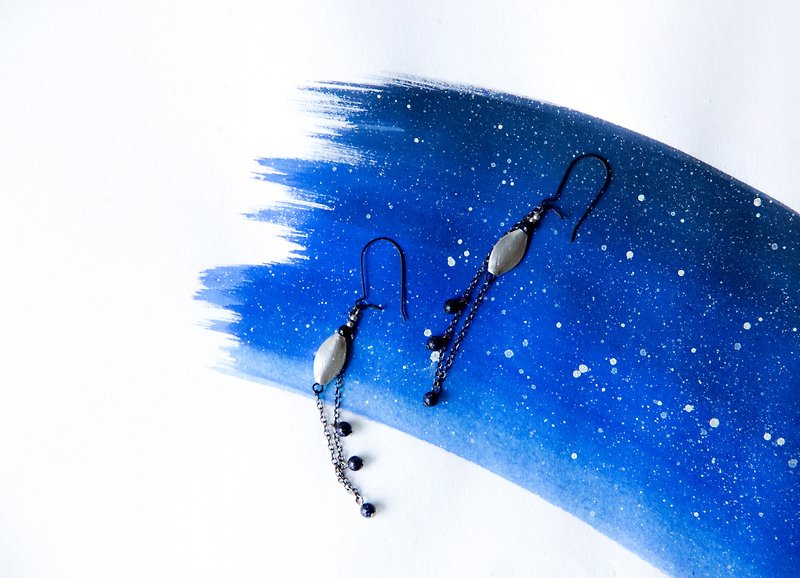 Moonlight Stars / Starry Sky Fruit-Natural Stone Earrings - ต่างหู - เครื่องเพชรพลอย สีน้ำเงิน