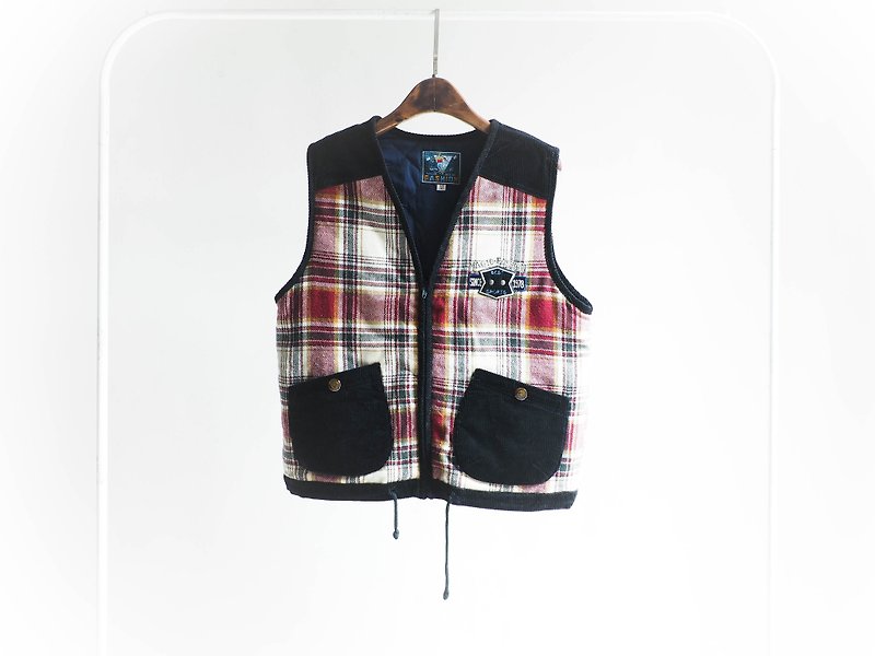 River Hill - swimming soar spring trip flannel vest vintage antique vintage oversize vest - เสื้อกั๊กผู้หญิง - ผ้าฝ้าย/ผ้าลินิน หลากหลายสี