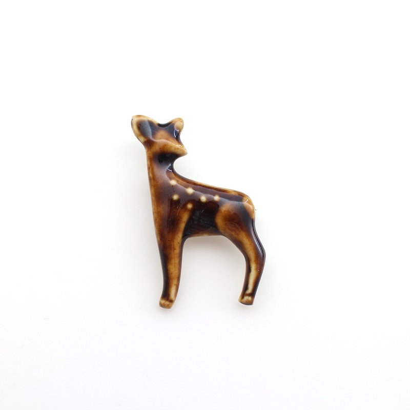 Deer brooch - Brooches - Porcelain Brown