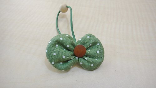 alma-handmade 蝴蝶髮束 - 草綠水玉
