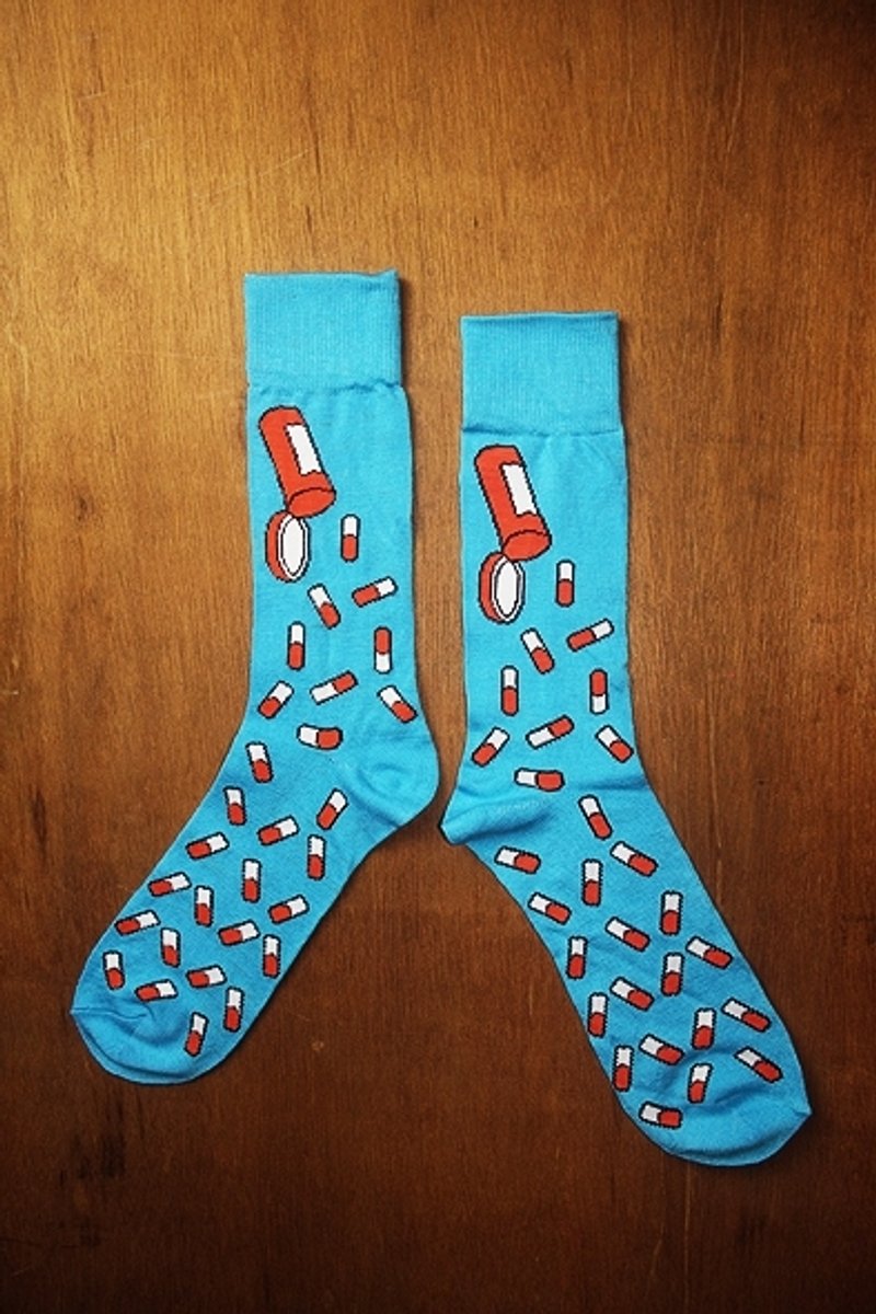 藥罐子襪!!夏漪眺=knock your socks off !! - 襪子 - 其他材質 藍色