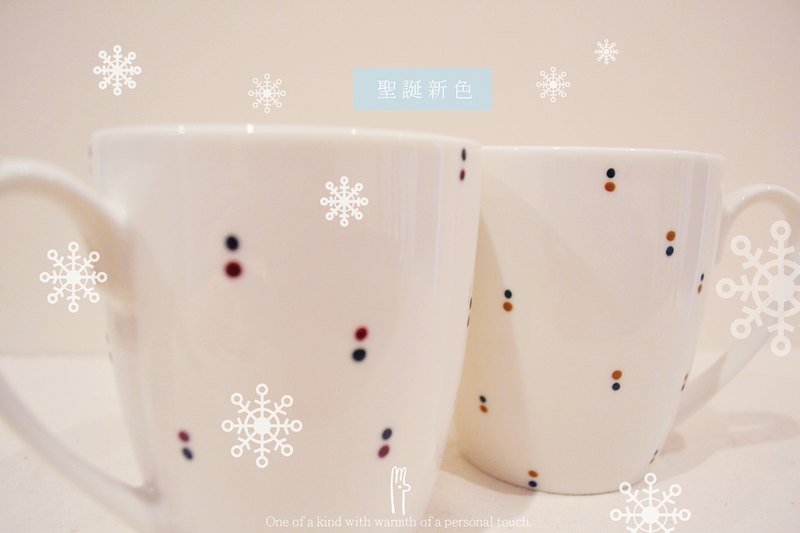 ☃ Roughand crude hand-painted ceramic cup (Christmas colors) - Mugs - Other Materials White