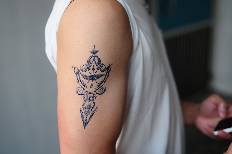 Arrow Geometry Moon Triangle Arm Rose River Ocean Wing Temporary Tattoo Stickers - Temporary Tattoos - Paper Blue
