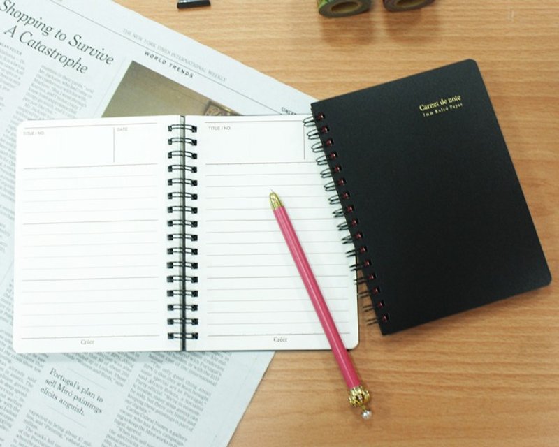 [Creer] A6/50K double coil horizontal notebook (80 photos) - Notebooks & Journals - Paper Black