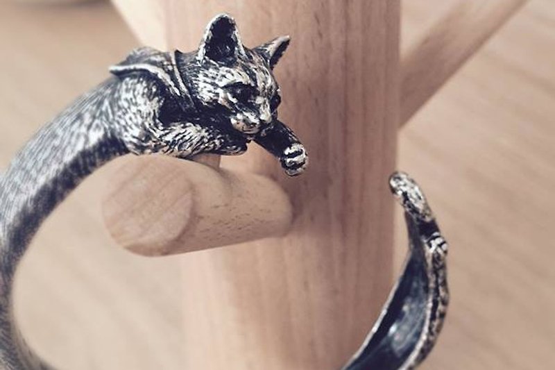Sterling silver cat bracelet - Bracelets - Other Metals 