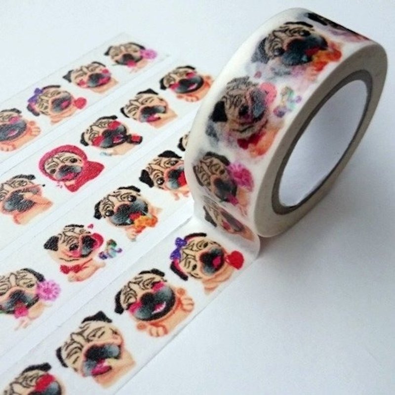 Paper Tape- SihWun's Pug World - Washi Tape - Paper White