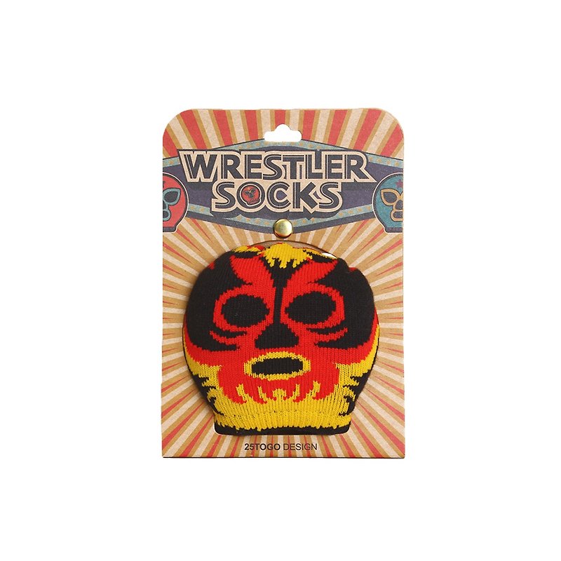 WRESTLER SOCKS Wrestling Hand Mask Socks_Black Face Demon Head - ถุงเท้า - วัสดุอื่นๆ หลากหลายสี