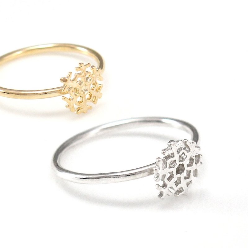 Sterling Silver Ring Frozen 925 Sterling Silver Ring Snowflake Shape (2 Colors Available)-64DESIGN - General Rings - Sterling Silver Silver