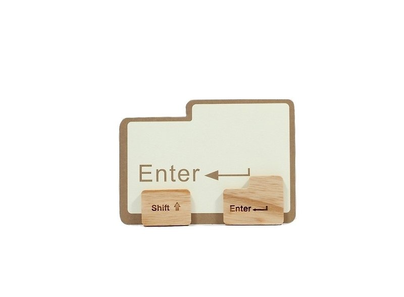 Unic natural log magnet (Enter/Shift key) + boutique gift card - แม็กเน็ต - ไม้ สีนำ้ตาล