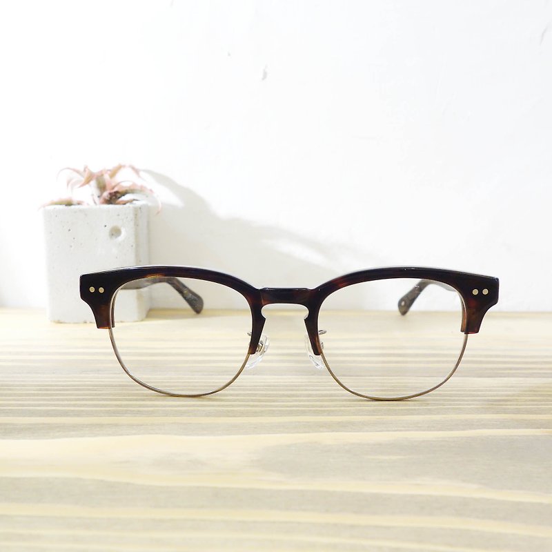新款 復古半眉框 眼鏡 鏡框  pinkoi 限定優惠價 - 眼鏡/眼鏡框 - 其他材質 黑色