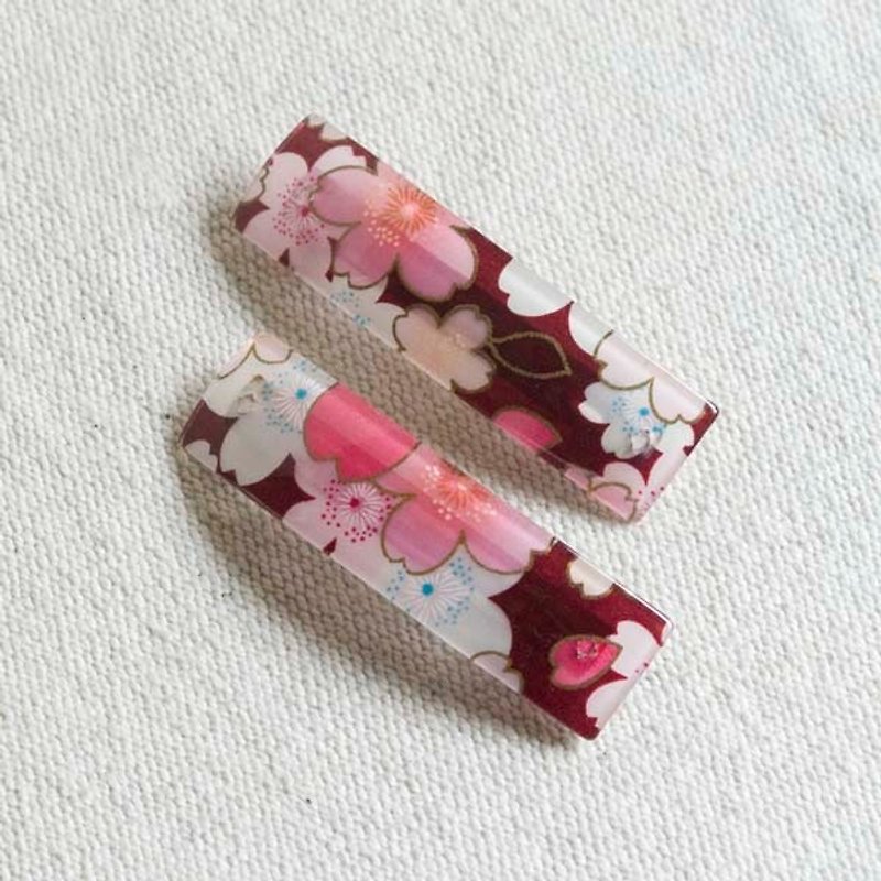 Sakura soft, square folder automatically. Hairpin - red - Hair Accessories - Acrylic Red