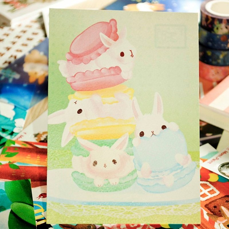小兔甜點明信片*馬卡龍兔兔 - 心意卡/卡片 - 紙 多色