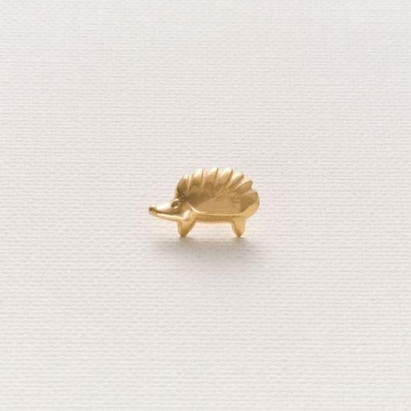 刺蝟 耳環 銀飾（鍍金）（單耳） - 耳環/耳夾 - 其他金屬 金色
