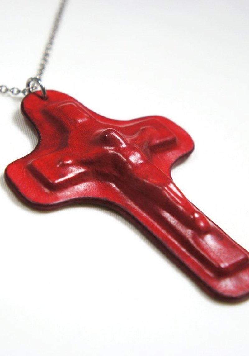 Leather Cross Necklace - สร้อยติดคอ - หนังแท้ 