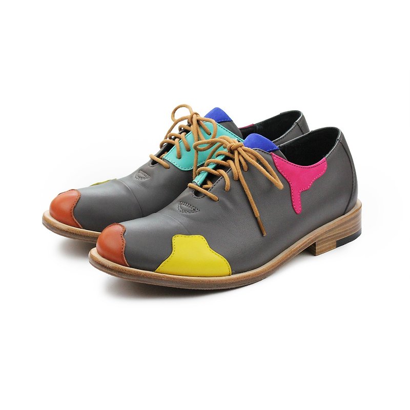 Oxford shoes Encounter Macaroon M1087A Grey Duke - Men's Oxford Shoes - Genuine Leather Multicolor