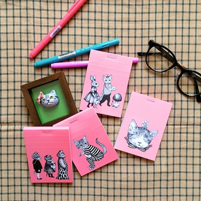 Japanese illustrator YOKO HIGUCHI of MINI Notepad - สติกเกอร์ - กระดาษ สึชมพู