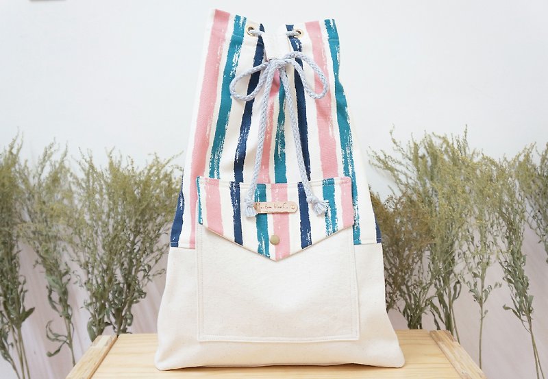 寬背帶旅行束口包 | 粉色水彩筆 - Drawstring Bags - Other Materials Multicolor