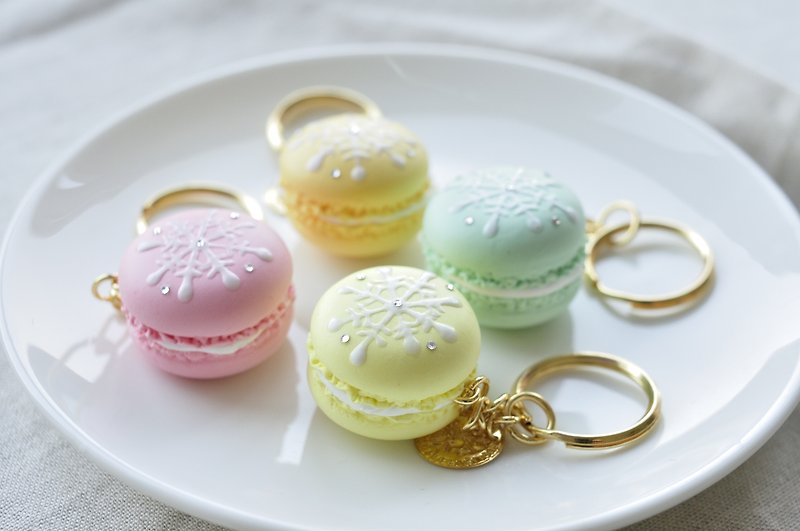 Sweet Dream ☆ ☆ Christmas snowflake gold Macaron key ring - a total of 14 colors / Wedding Accessories / exchange gifts - Other - Clay Multicolor