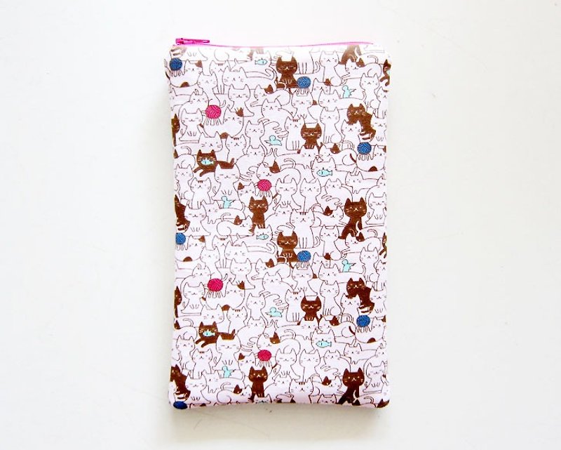 Extended Edition Pencil / zipper bag / purse / mobile phone sets foundation cats (also choose other purse fabric patterns) - Coin Purses - Other Materials Pink