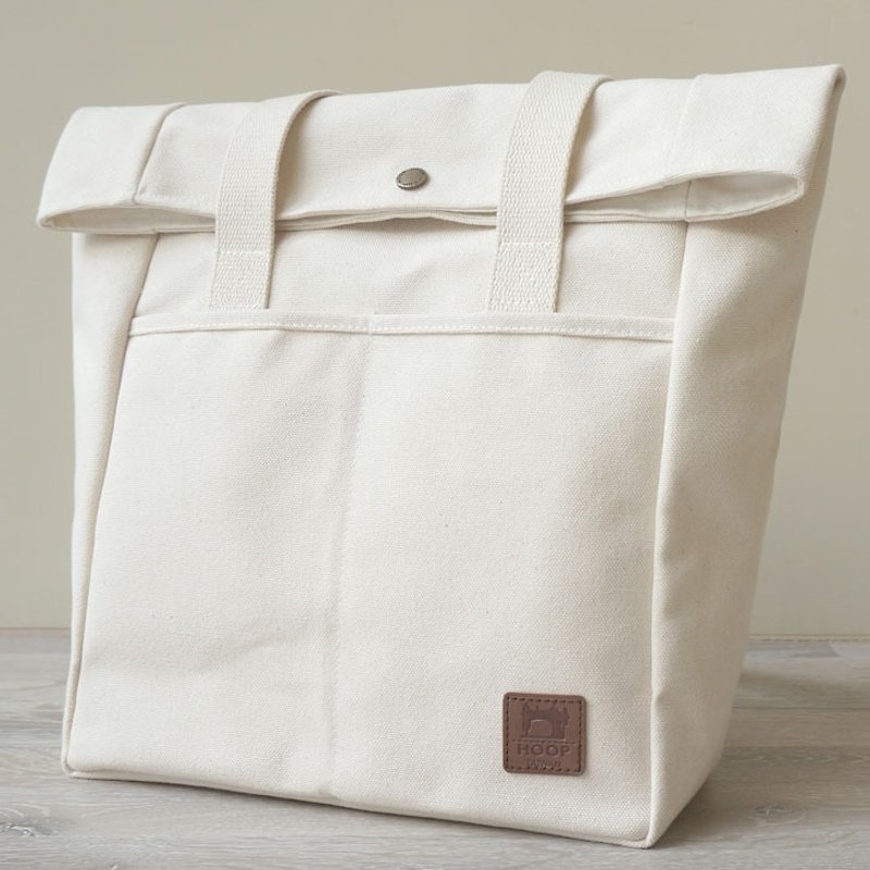 No-print style return tote bag - Japanese high pound number wine bag canvas - Messenger Bags & Sling Bags - Cotton & Hemp White
