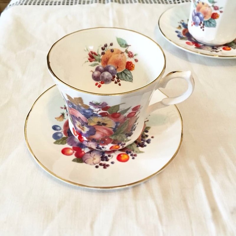 英國製 花卉骨瓷咖啡杯組/骨瓷花茶杯組 - 茶具/茶杯 - 瓷 
