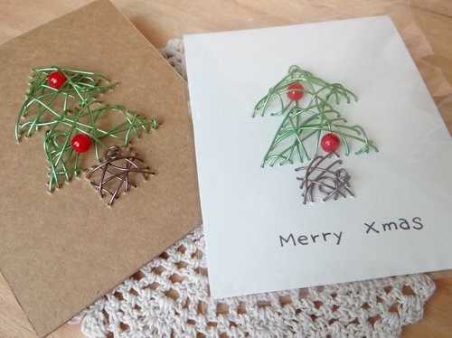 Super Tactile Aluminum Wire Three-dimensional Christmas Card ~ Merry Christmas Christmas Tree