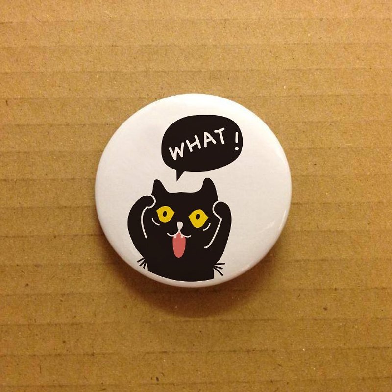 Badkitty Little Button - What! - Badges & Pins - Other Metals White