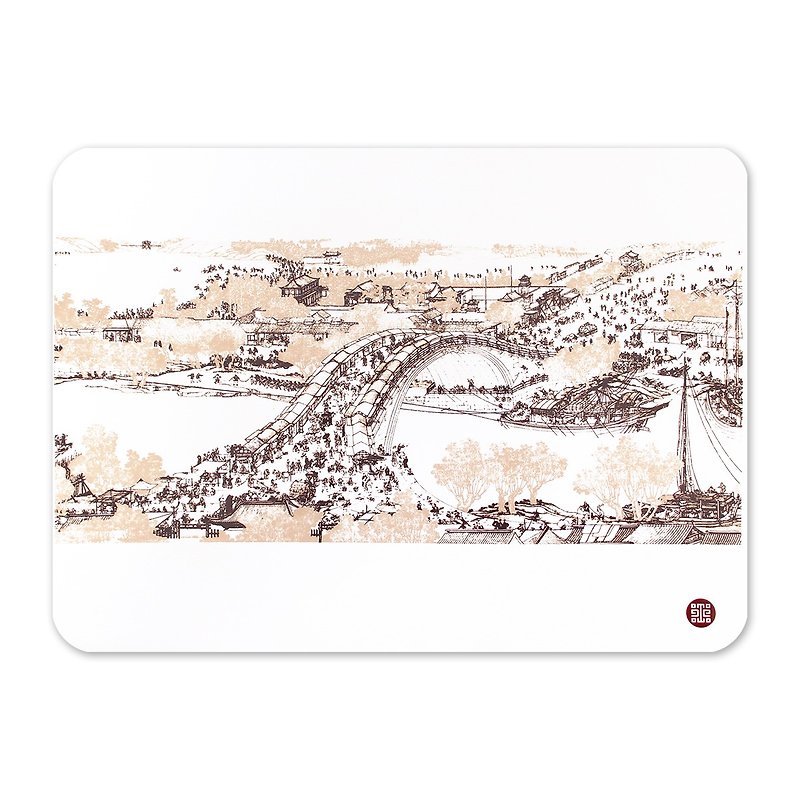 Qingming Riverside Scenery Qingyuan Placemat Gift Box│Silicone Cultural Creation | Authorized by the Forbidden City - ผ้ารองโต๊ะ/ของตกแต่ง - ซิลิคอน ขาว