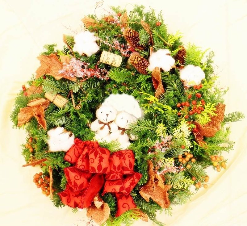 A01504000 Hand-made classical Christmas wreath - ตกแต่งต้นไม้ - พืช/ดอกไม้ สีเขียว