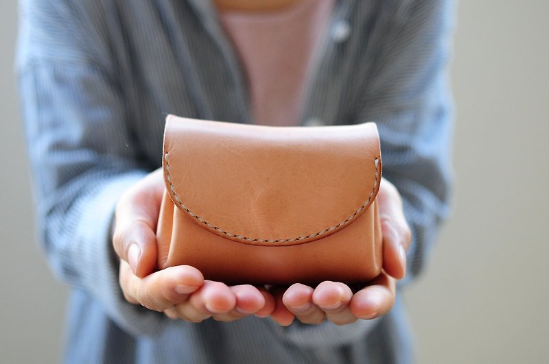 Hand Stitched Leather Mini Wallet/ Purse/ Coin Case (Soft Leather) - กระเป๋าใส่เหรียญ - หนังแท้ 