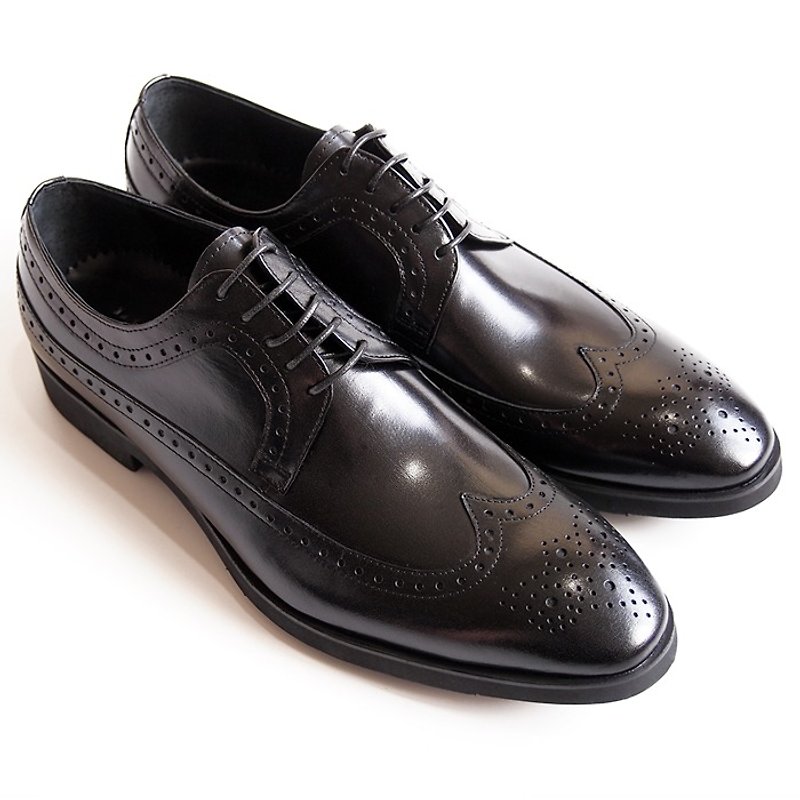 [LMdH] D1A30-99 wing grain calfskin hand-painted carved lightweight bottom Derby - Black - Free Shipping - Men's Oxford Shoes - Genuine Leather Black