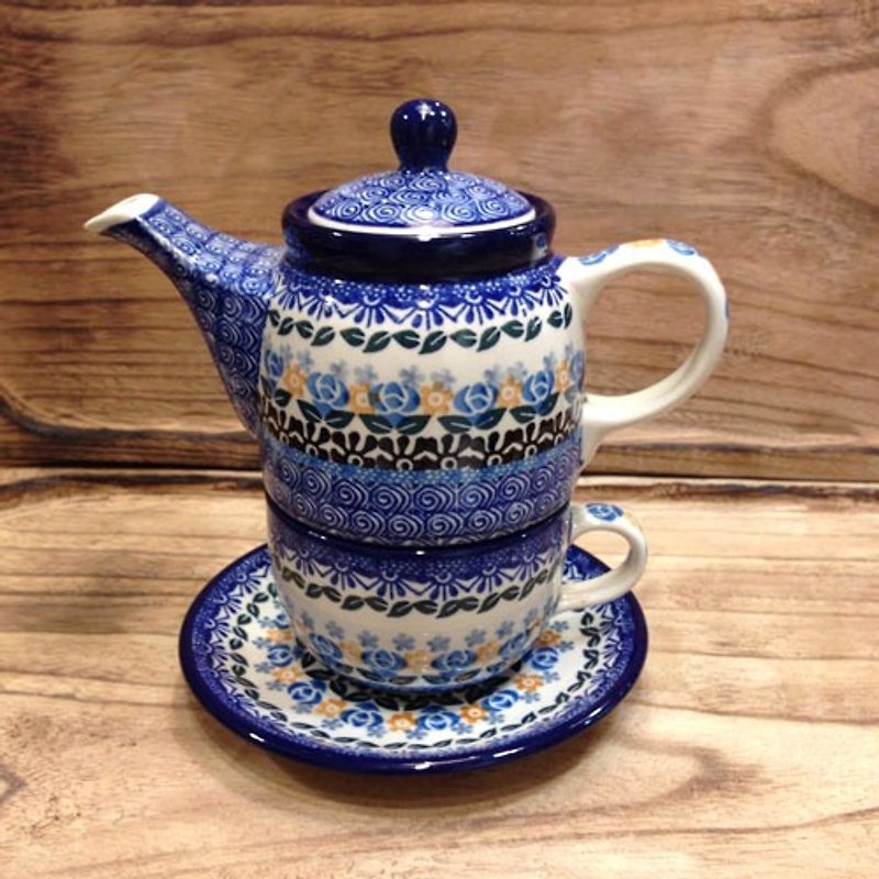 Polish handmade personal pot (special flower) - Teapots & Teacups - Other Materials Blue