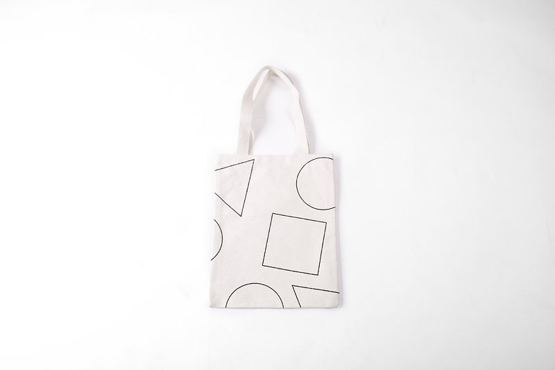 SUMI ○ large geometry _ thick woven gray fabric shoulder bag ○ 4SF902 - กระเป๋าแมสเซนเจอร์ - วัสดุอื่นๆ ขาว