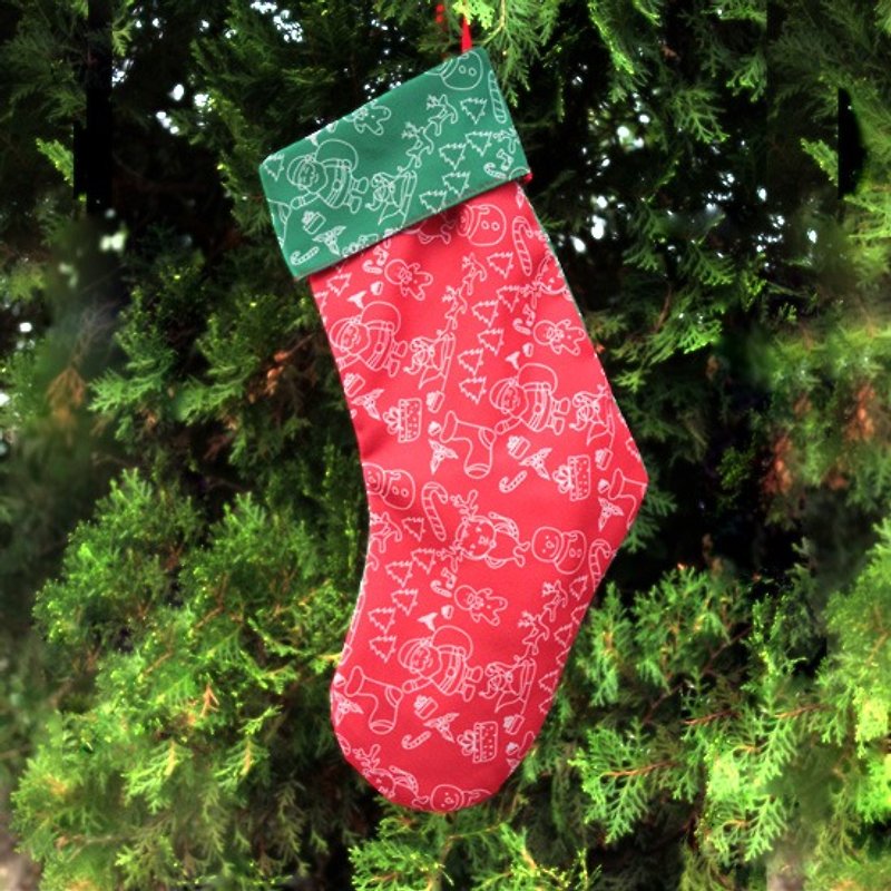 聖誕襪 ─ 老公公與麋鹿 - 擺飾/家飾品 - 其他材質 紅色