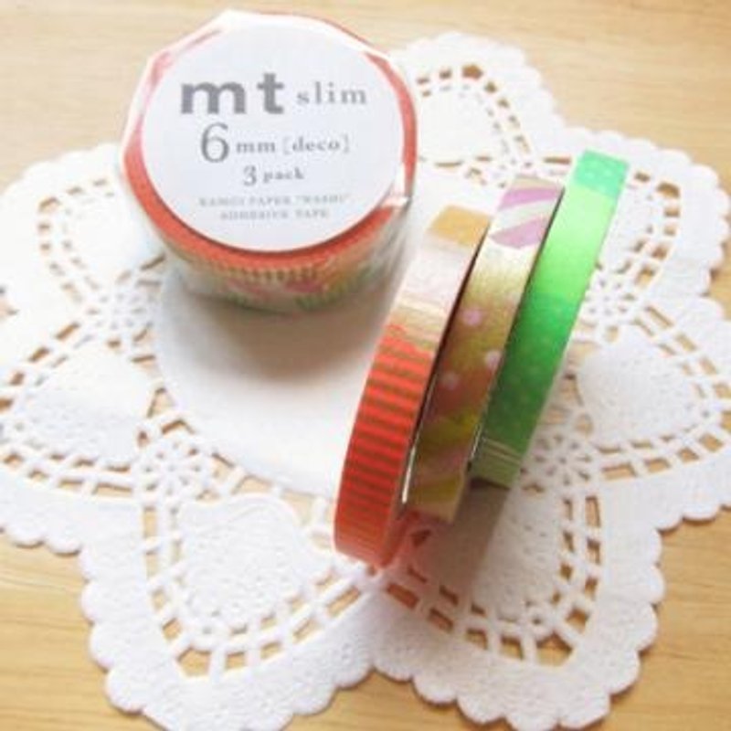 mt and paper tape 6mm thin version 3 color set [MTSLIM20] - Washi Tape - Paper Multicolor