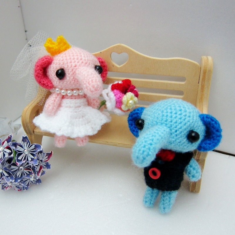 Cute elephant. Wedding doll (customize your wedding doll) - Stuffed Dolls & Figurines - Other Materials Multicolor