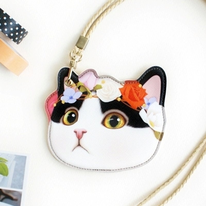 JETOY, Choo choo sweet cat face neck strap tag _Secret night (J1406703) - ID & Badge Holders - Genuine Leather Multicolor