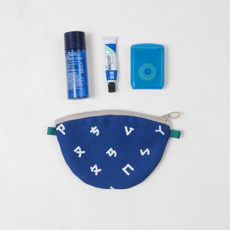 【HEYSUN】Taiwanese secret word /Bopomofo/ phonetic symbols screen printing purse-sea blue - กระเป๋าใส่เหรียญ - วัสดุอื่นๆ สีน้ำเงิน