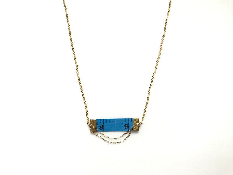 Inch Necklace| Tape measure Necklace | Blue - Necklaces - Other Materials Blue