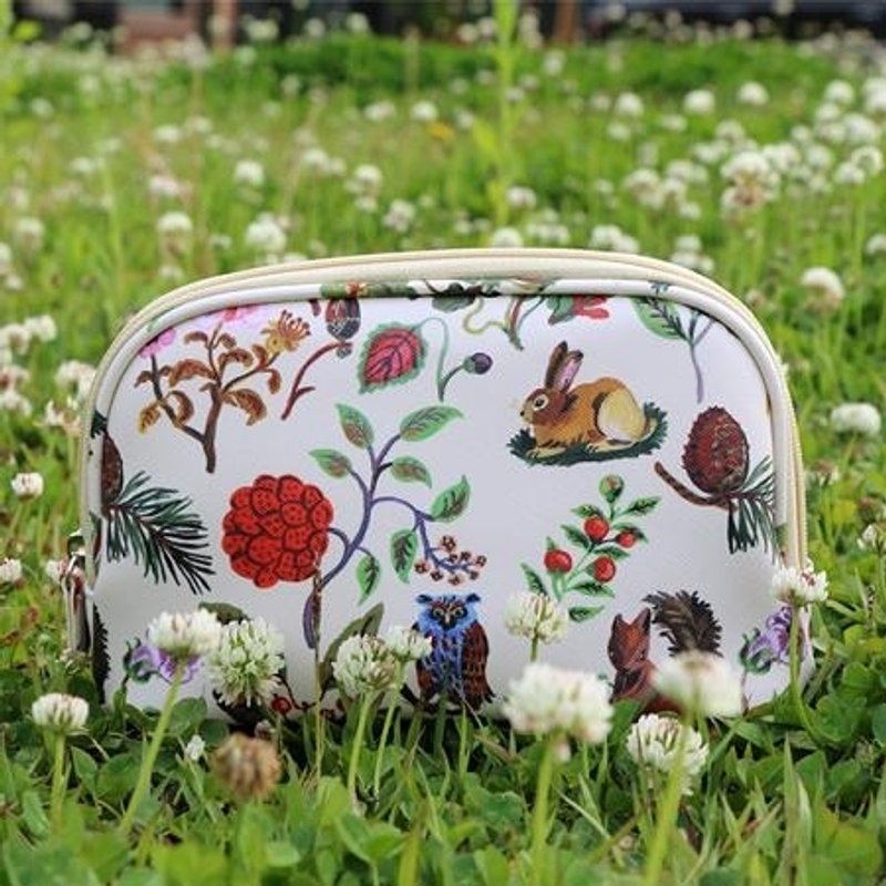 Dessin x 7321 Design-Nathalie Lete fantasy world leather cosmetic bag - rabbit forest, 7321-06151 - กระเป๋าเครื่องสำอาง - หนังแท้ หลากหลายสี