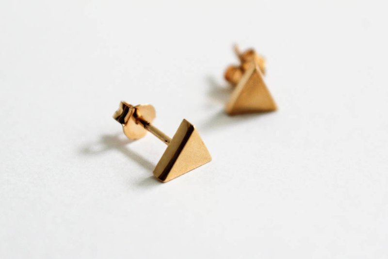 三角形黃銅耳環 - 耳環/耳夾 - 其他材質 金色