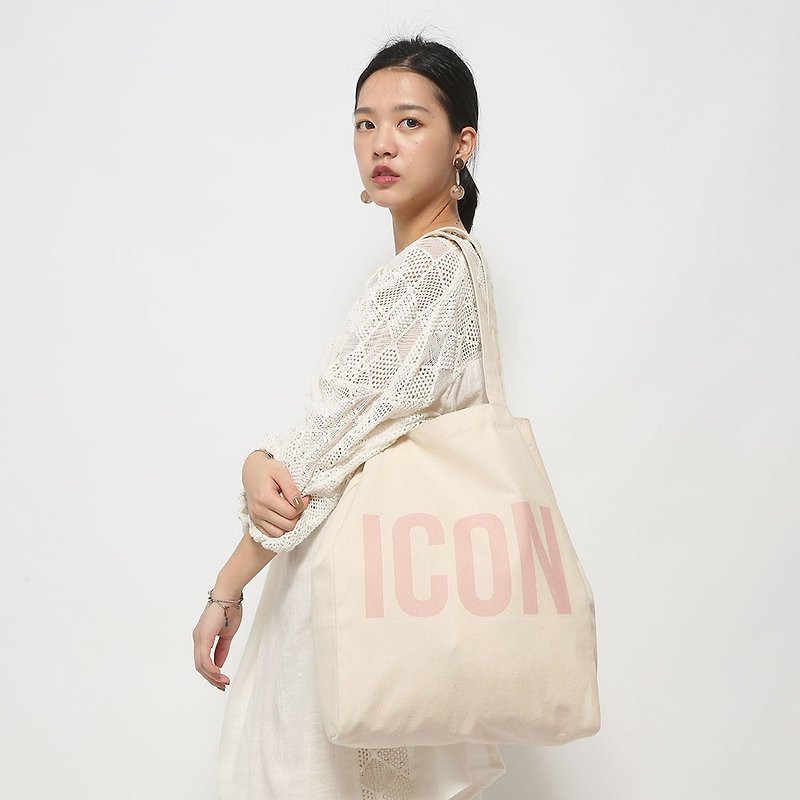 ICON 原創帆布托特包 - 4種尺寸 - 側背包/斜孭袋 - 棉．麻 粉紅色