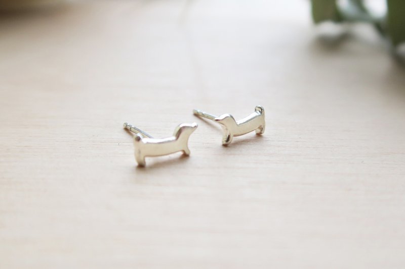 Pair of 925 sterling silver mini puppy earrings or Clip-On - ต่างหู - เงินแท้ สีเทา