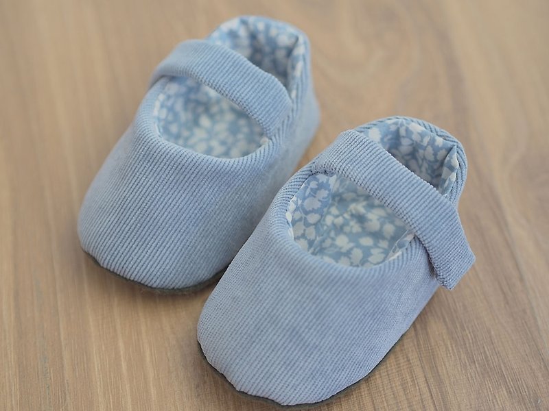 Blue flannel baby shoes - Baby Shoes - Other Materials Blue